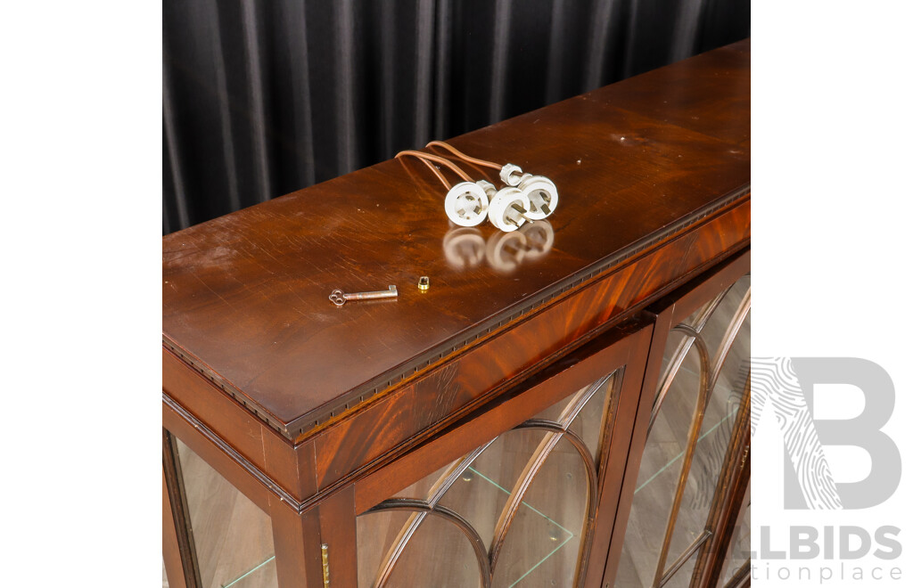 Victorian Flame Mahogany Dwarf Bookcase with Three Astrigal Doors