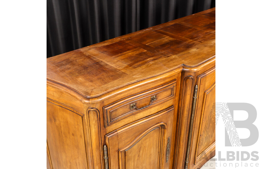 Large French Provincial Elm Sideboard with Two Drawers and Four Doors