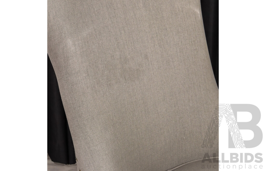 Pair of Upholstered Dining Chairs with Lion Knocker Medalion to Rear