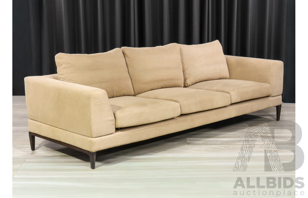 King Furniture 'Plaza' Fabric Square Line Three Seater Lounge