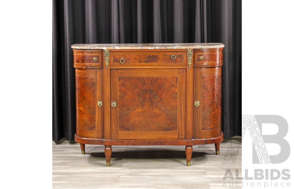 Vintage Louis XVI Style Hall Cabinet with Breccia Marble Top