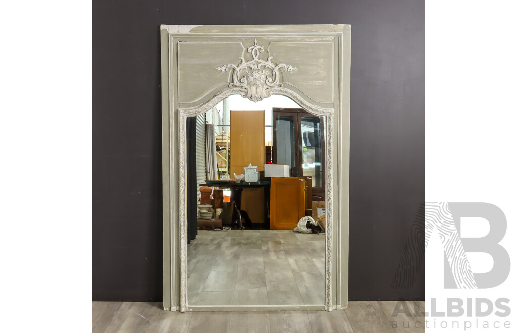 Large Painted French Over Mantle Mirror