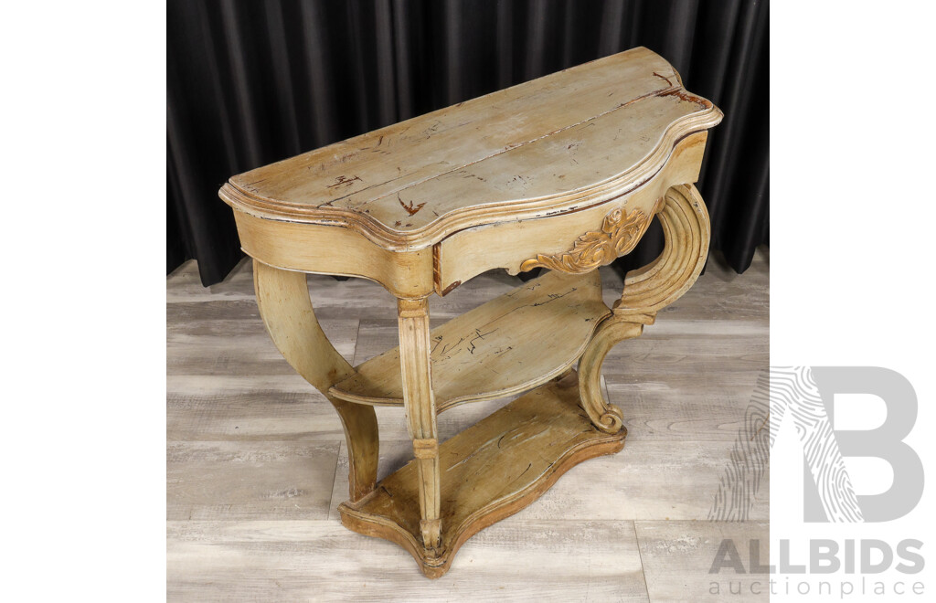 French Elm Serpentine Front Console Table