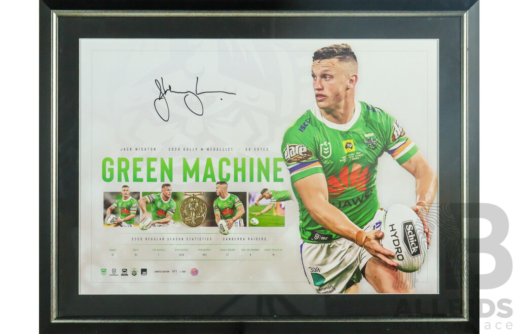 Framed Jack Wighton Green Machine Dally M Medal 2020 Limited Edition Print