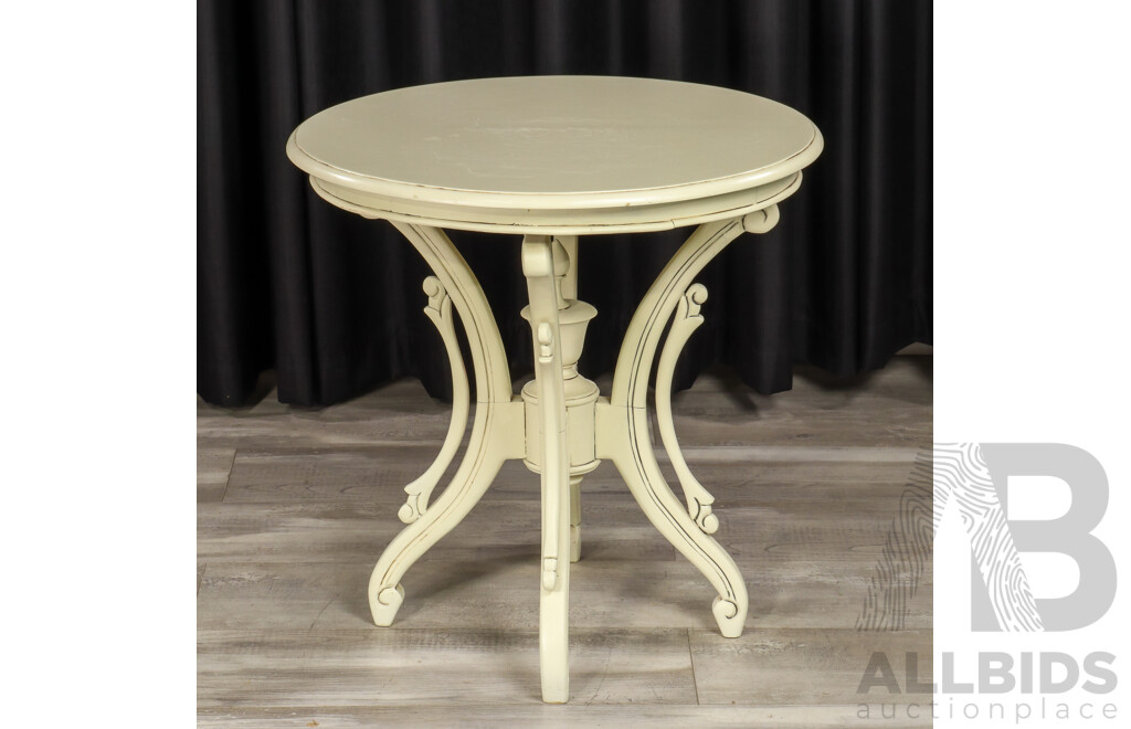 Painted French Style Center Table with Scrolled Legs