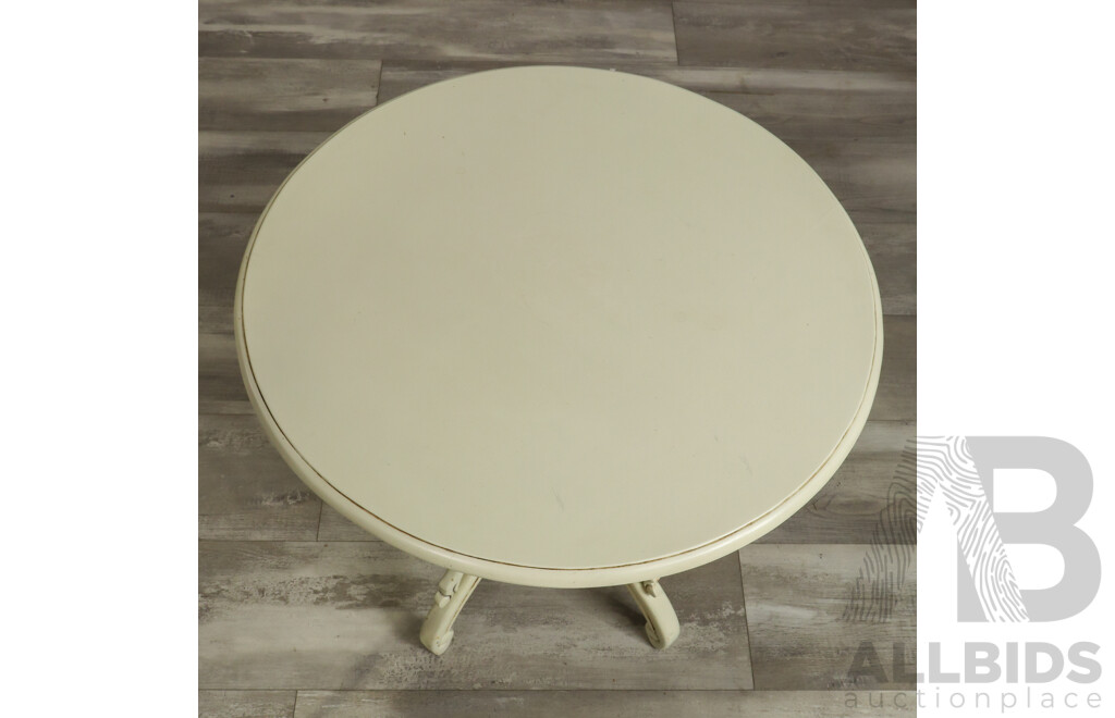 Painted French Style Center Table with Scrolled Legs