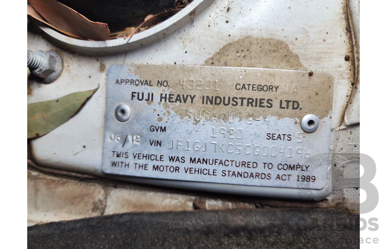 6/2012 Subaru Impreza 2.0i-L (awd) MY12 4d Sedan White 2.0L