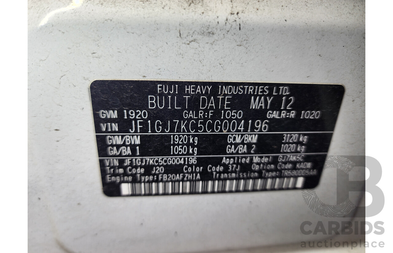 6/2012 Subaru Impreza 2.0i-L (awd) MY12 4d Sedan White 2.0L