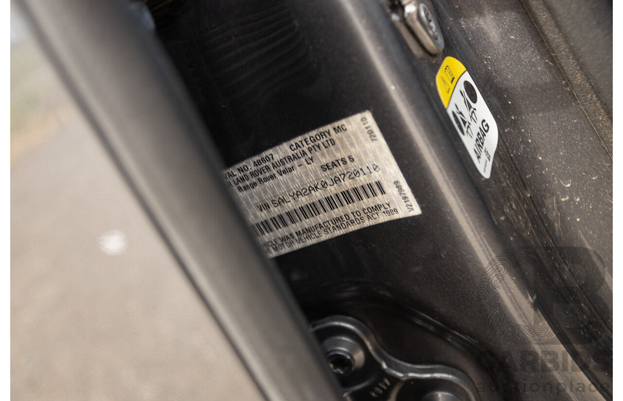 12/2017 Land Rover Range Rover Velar D300 HSE R-Dynamic (AWD) L560 MY18 4d Wagon Ammonite Grey Metallic Twin Turbo Diesel V6 3.0L