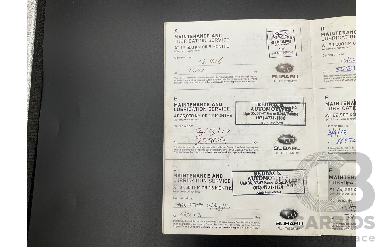 03/2016 Subaru Outback 2.0D AWD AWD MY16 4D Wagon Dark Grey Metallic Turbo Diesel 2.0L