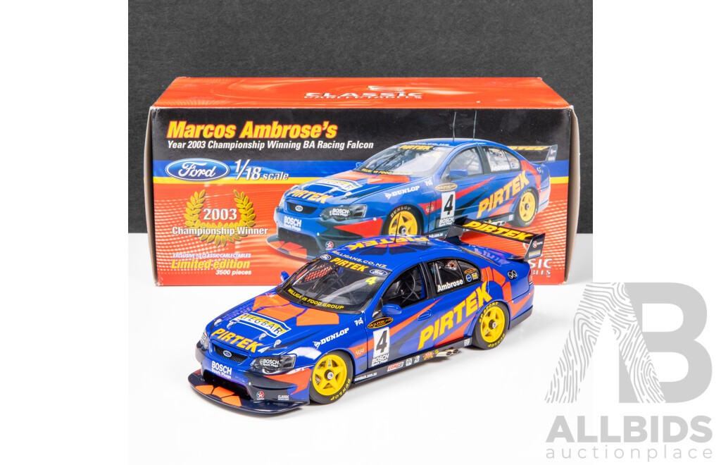 Classic Carlectables 2003 Ford BA Falcon V8 Supercar Championship Winner Ambrose Pirtek #4 1295/3500 1:18 Scale Model Car