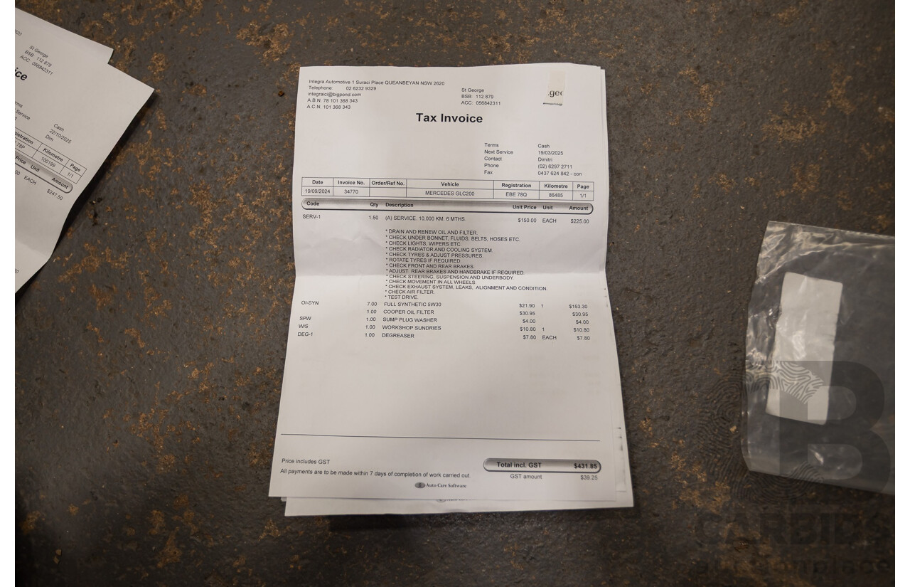 03/2019 Mercedes-Benz GLC200 (AWD) X253 MY19.5 4D Wagon Diamond White Turbo 2.0L