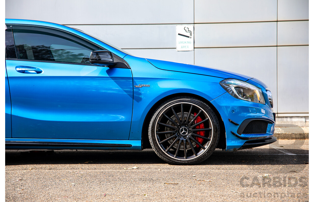 1/2015 Mercedes-Benz A45 AMG 176 MY15 5d Hatchback South Sea Blue Metallic Turbo 2.0L
