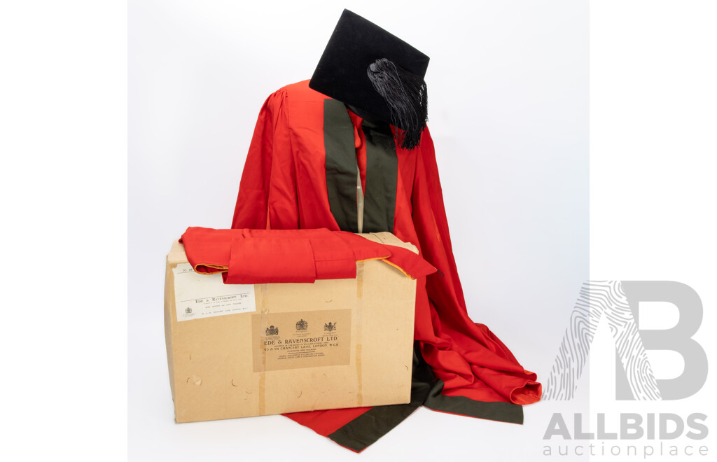 Vintage Boxed Schollars Robe and Mortorboard by Ede & Ravenscroft Ltd