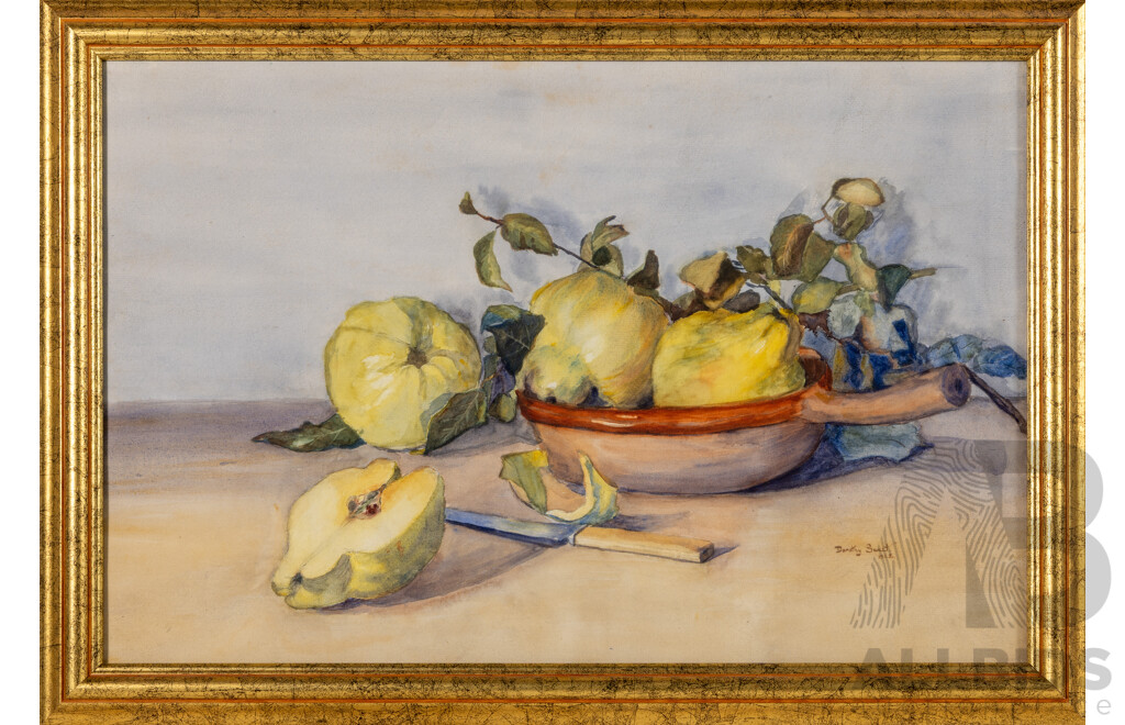 Dorothy Sweet (20th Century, Australian), Still Life - Pears (1922), Wonderful Original Antique Watercolour, 43 x 61 cm (frame)