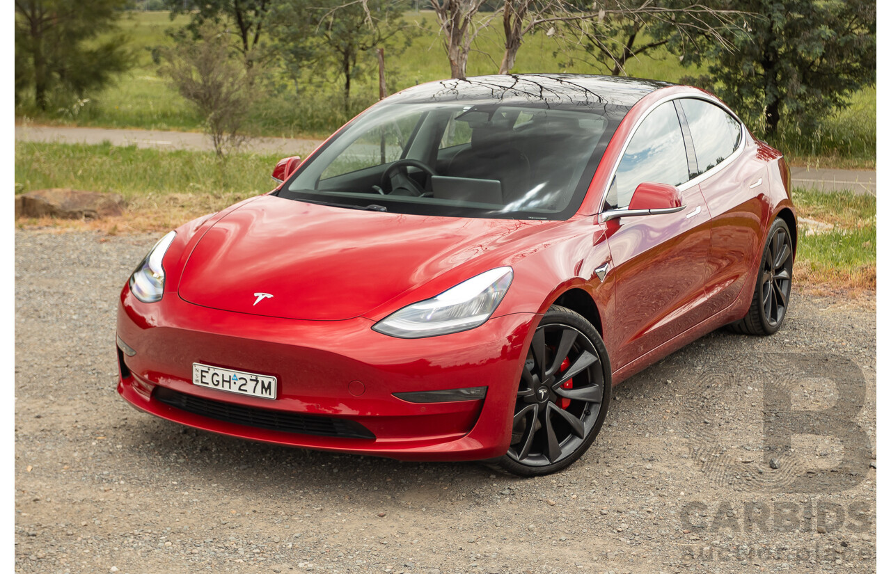 01/2020 Tesla Model 3 Performance (AWD) Dual Motor 4d Sedan Red - Dedicated Electric EV 335kw