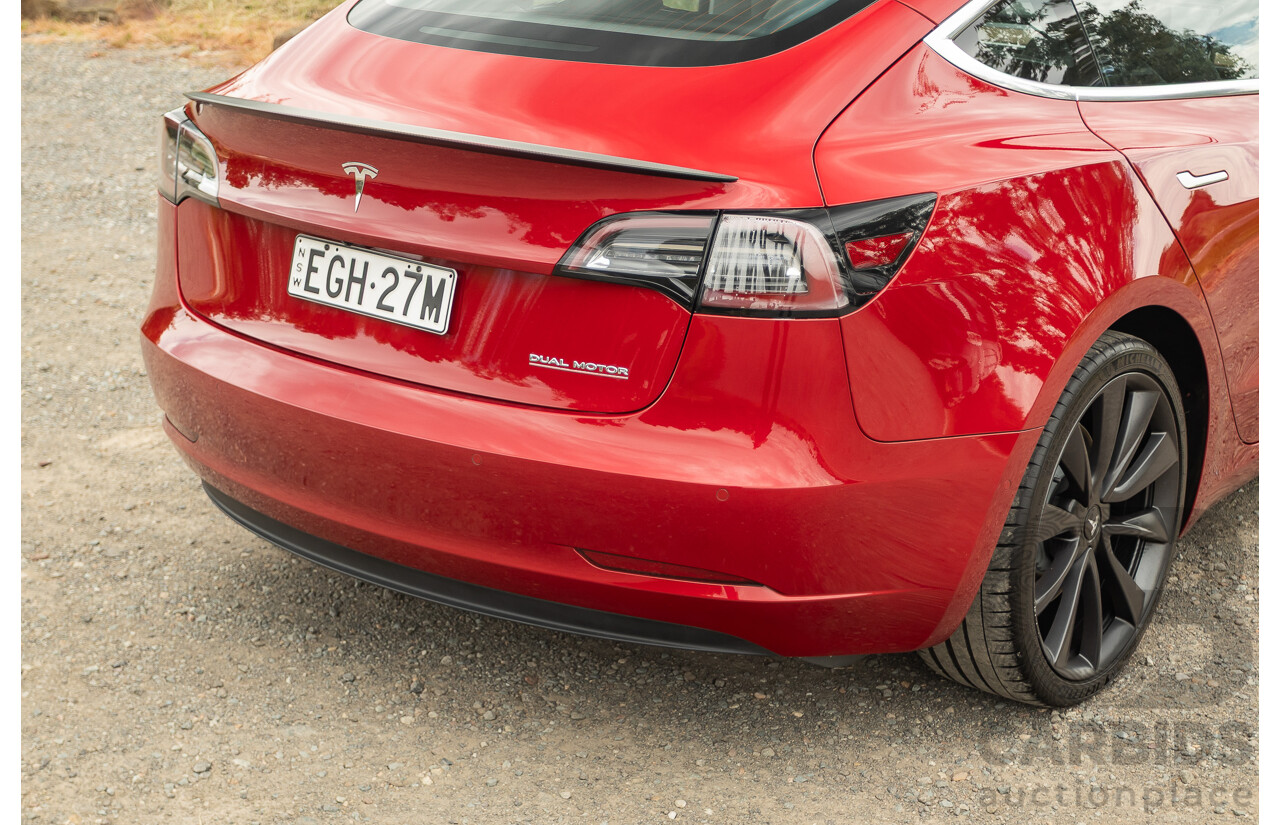 01/2020 Tesla Model 3 Performance (AWD) Dual Motor 4d Sedan Red - Dedicated Electric EV 335kw