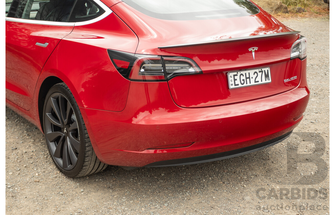 01/2020 Tesla Model 3 Performance (AWD) Dual Motor 4d Sedan Red - Dedicated Electric EV 335kw