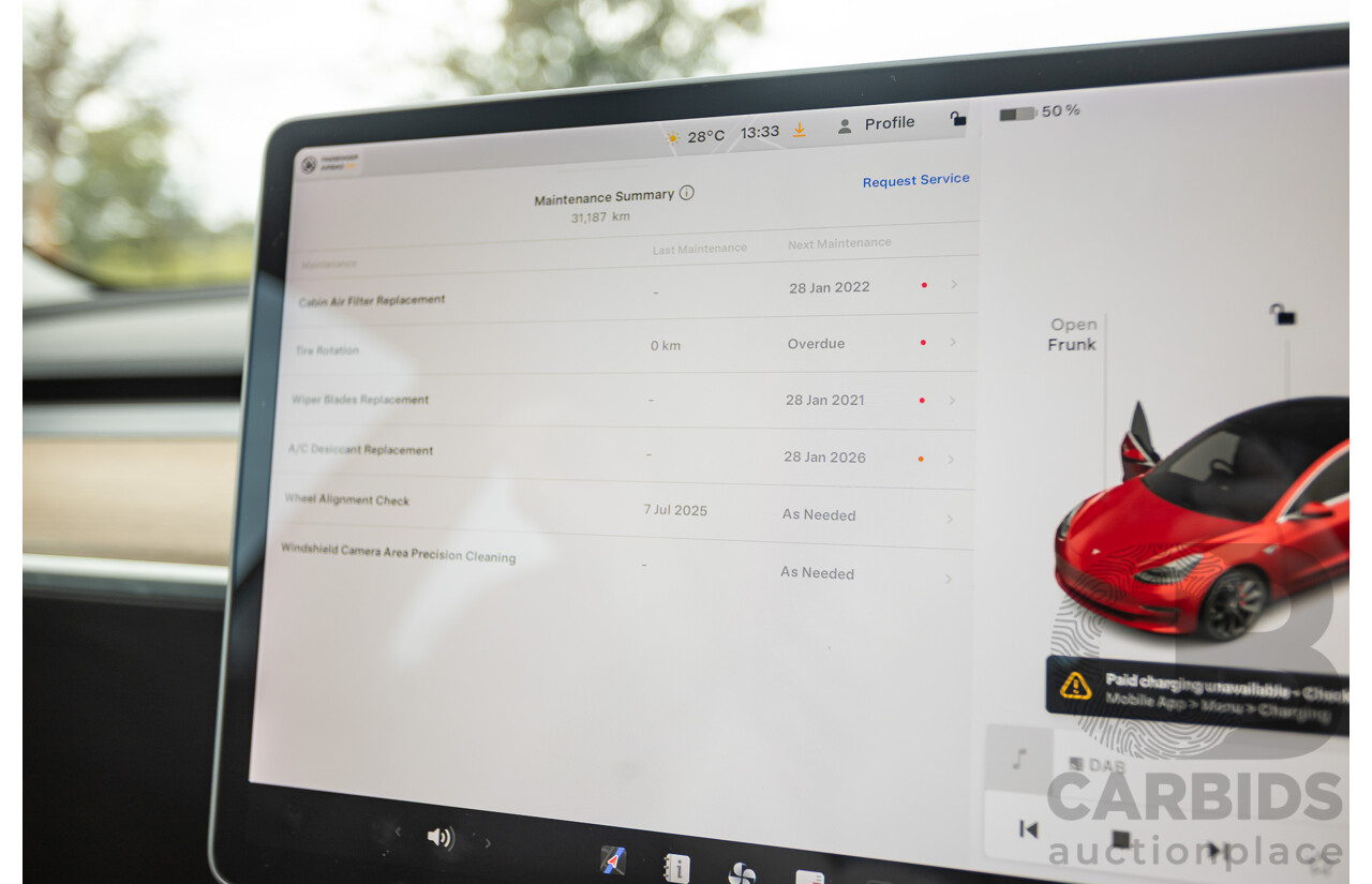 01/2020 Tesla Model 3 Performance (AWD) Dual Motor 4d Sedan Red - Dedicated Electric EV 335kw