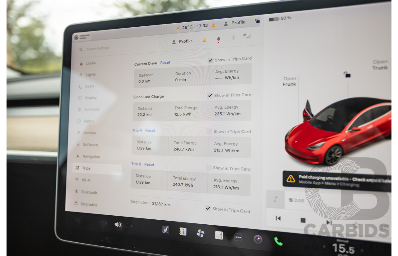 01/2020 Tesla Model 3 Performance (AWD) Dual Motor 4d Sedan Red - Dedicated Electric EV 335kw