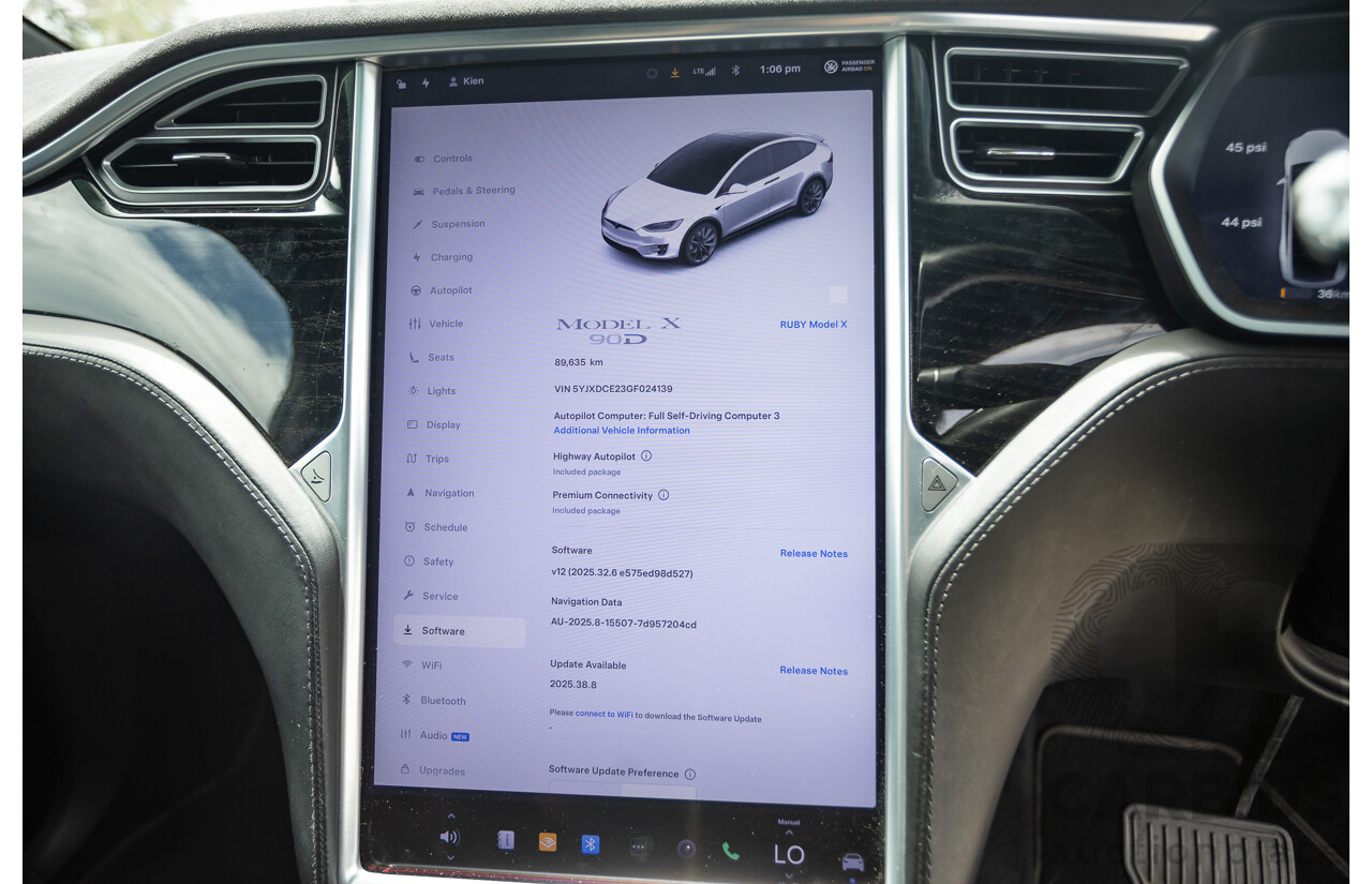 11/2016 Tesla Model X 90D (AWD) 75XB MY17 4d Wagon Pearl White Dedicated Electric EV 315kw - 7 Seater