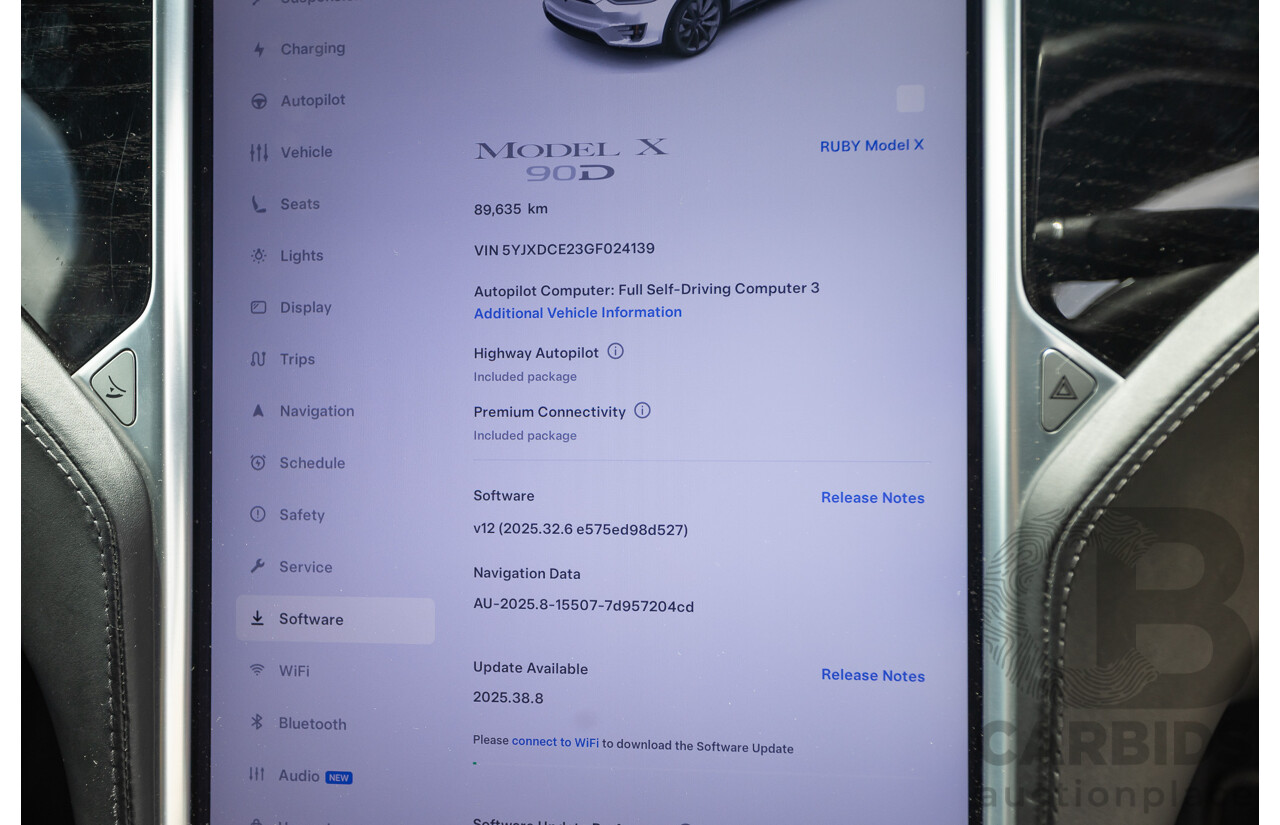 11/2016 Tesla Model X 90D (AWD) 75XB MY17 4d Wagon Pearl White Dedicated Electric EV 315kw - 7 Seater