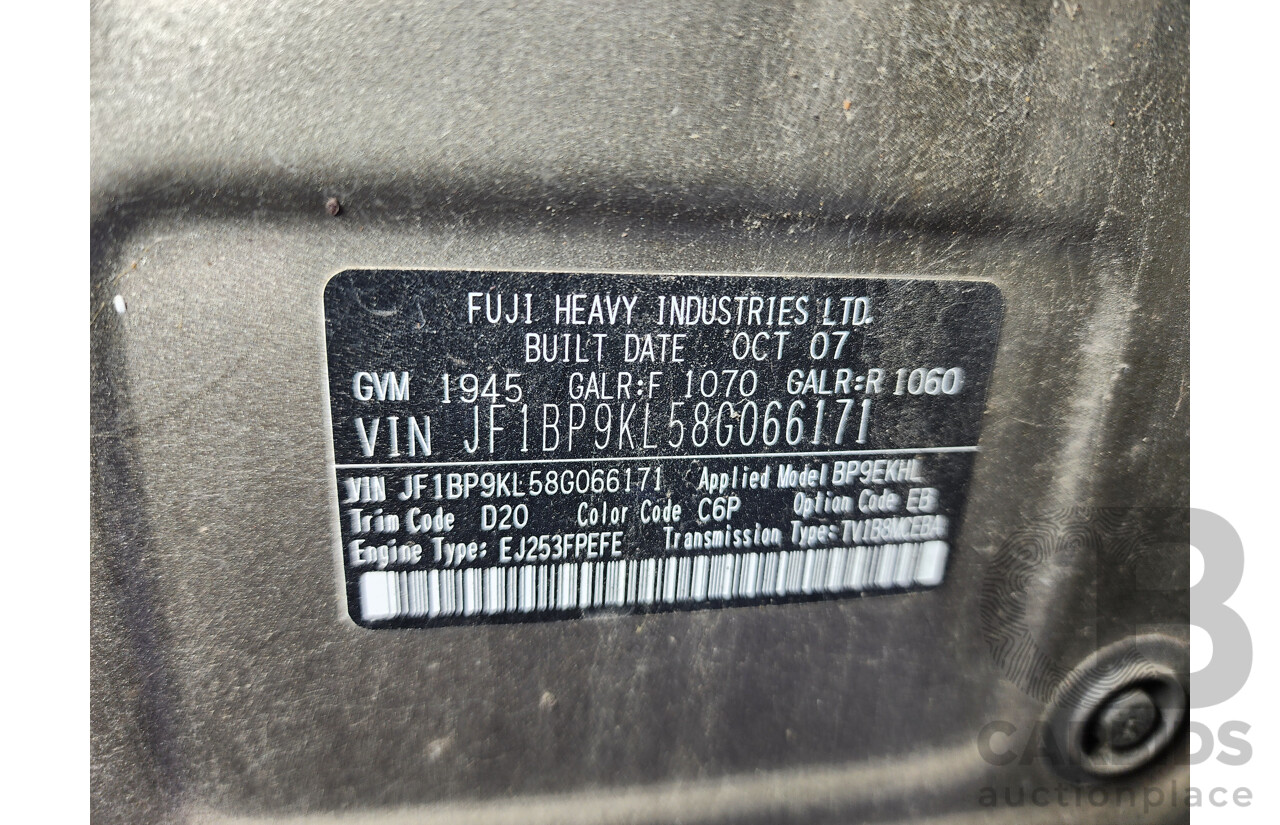 12/2007 Subaru Liberty 2.5i MY07 4d Wagon Gold 2.5L