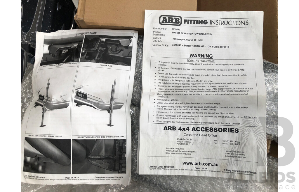 ARB Summit Rear Step Towbar 3670010 to Suit Volkswagen Amarok (2011-2012) - ORP $2331.00