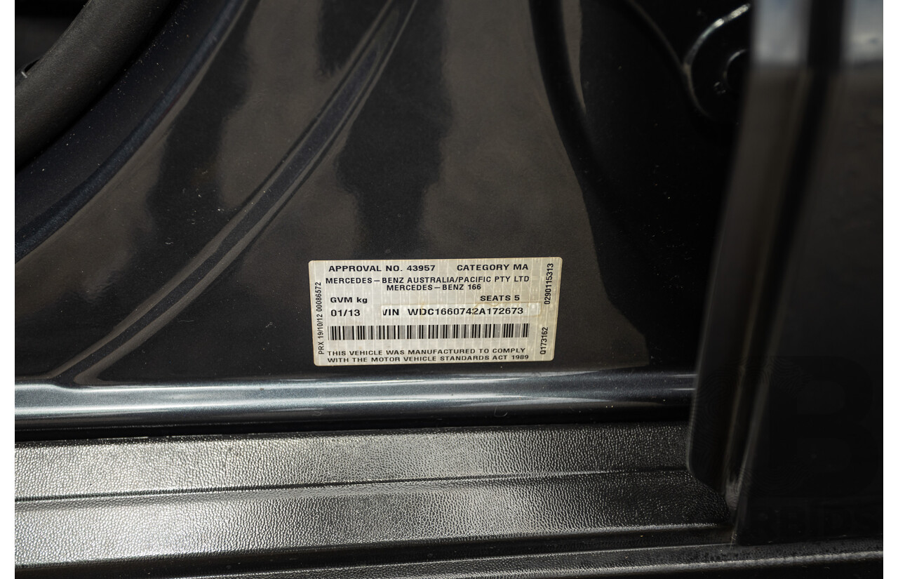 1/2013 Mercedes Benz ML63 AMG (4x4) W166 4d Wagon Tenorite Grey Metallic Twin Turbo V8 5.5L