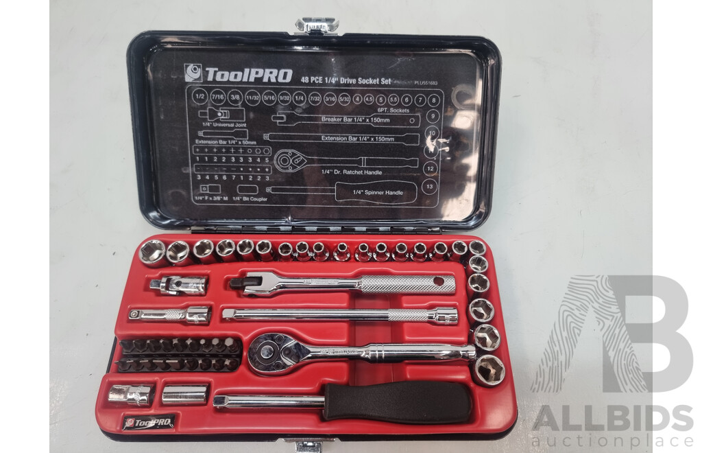 48 Piece Tool PRO 1/4 Inch Drive Socket Set