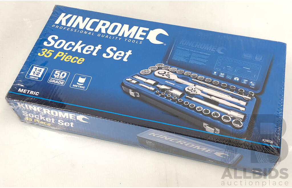 Kincrome 35 Piece ¼ and ½ Inch Drive Metric Socket Set - Brand New - ORP $195.00