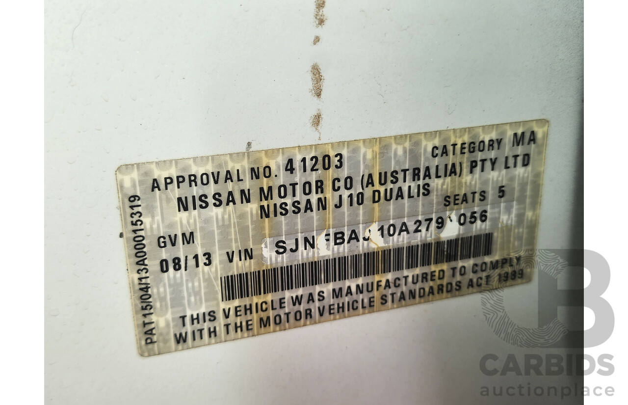 8/2013 Nissan Dualis Ti-L (4x2) J10 MY13 4d Wagon White 2.0L