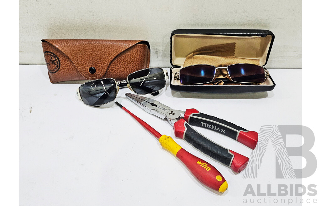 Assorted Lof of Glasses & Tools