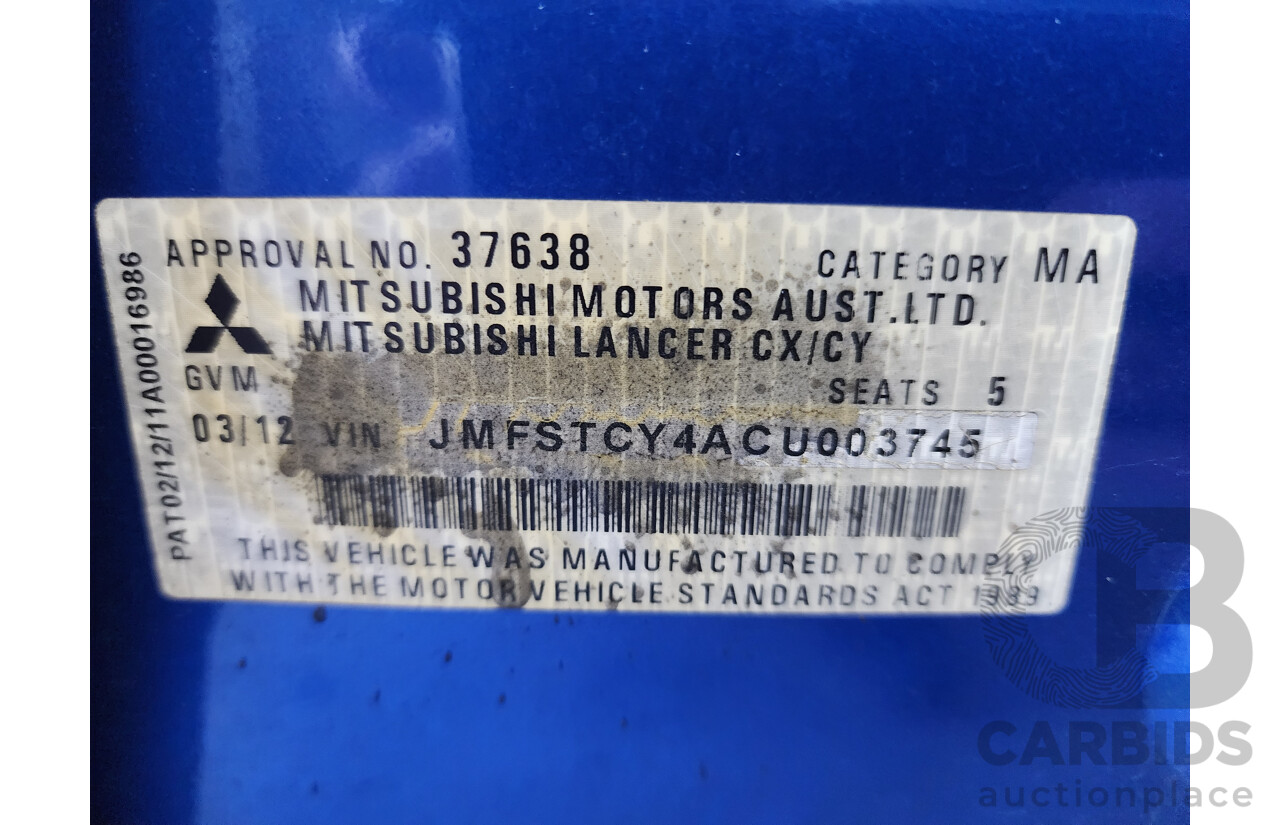 3/2012 Mitsubishi Lancer Platinum Edition CJ MY12 4d Sedan Blue 2.0L