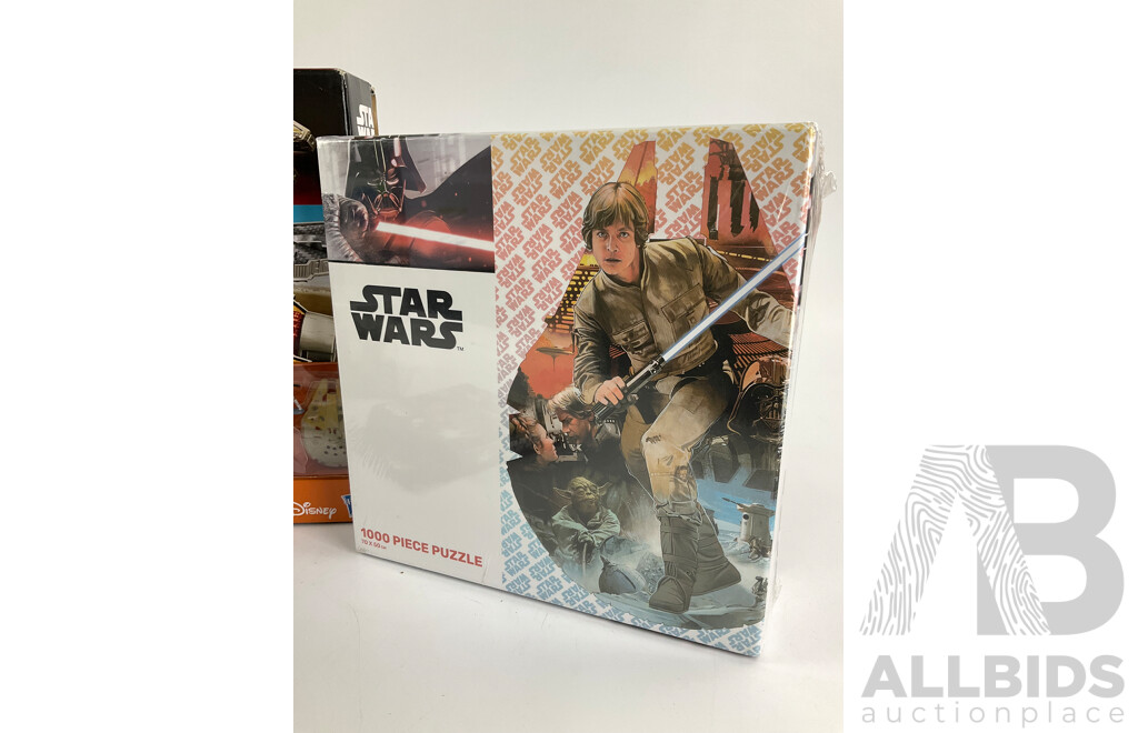 Collection of Star Wars Figures and Jigsaw Puzzle Including Micro Machines, Force Awakens Tasu Leech, Black Series Han Solo, Hot Wheels Ghost