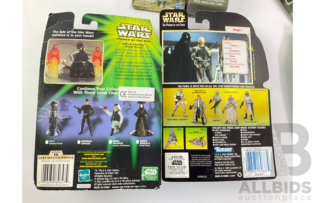 Collection of Hasbro and Kenner Boxed Star Wars Characters Including Dengar, Zutton, Quee Amidala, Imperial Officer, Luke Skywalker