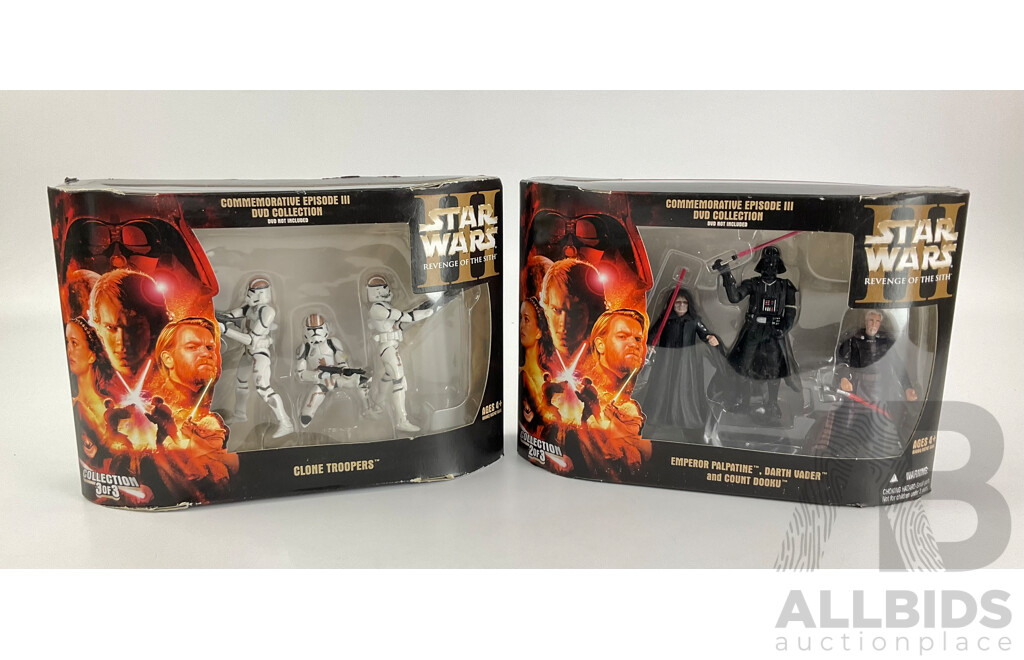 Boxed Hasbro Star Wars Revenge of the Sith Emperor Palpatine, Darth Vader, Count Dooku and Clone Troopers