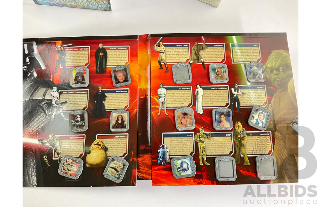 Collection of Star Wars Merchandise Including Mugs, Jigsaw Puzzle, Calendar, Millennium Falcon, 2005 Pin Collection