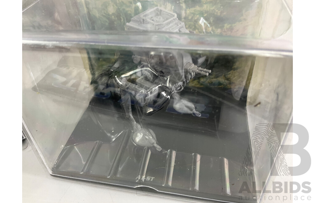 Collection of Star Wars Black Series Figures and Vehicles Including Darth Maul Vs Obi Wan Kenobi, Shaak Ti, Finn, Maz Kanata, Rey, BB-8, Homing Spider Droid, AT-ST, Starfreighter, Hailfire Droid