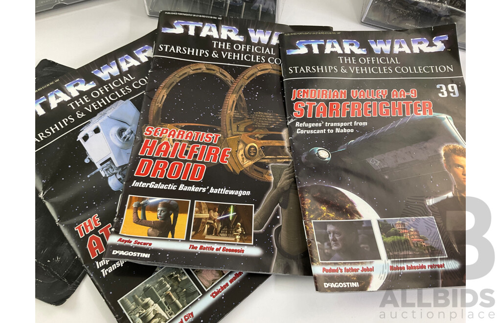 Collection of Star Wars Black Series Figures and Vehicles Including Darth Maul Vs Obi Wan Kenobi, Shaak Ti, Finn, Maz Kanata, Rey, BB-8, Homing Spider Droid, AT-ST, Starfreighter, Hailfire Droid