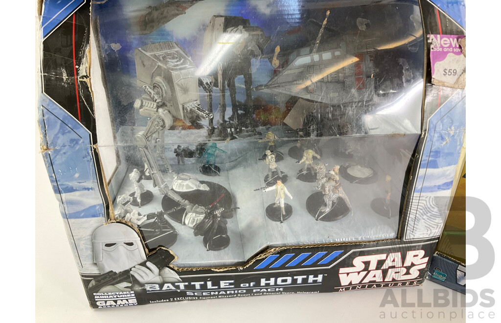 Boxed Star Wars Hasbro Miniatures Clone Wars Battles, Battle of Hoth Scenario Pack and Battle Masters Luke Skywalker and Wampa