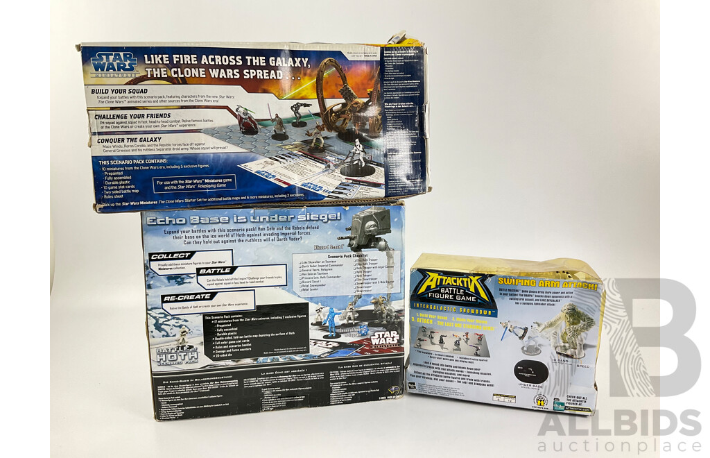 Boxed Star Wars Hasbro Miniatures Clone Wars Battles, Battle of Hoth Scenario Pack and Battle Masters Luke Skywalker and Wampa