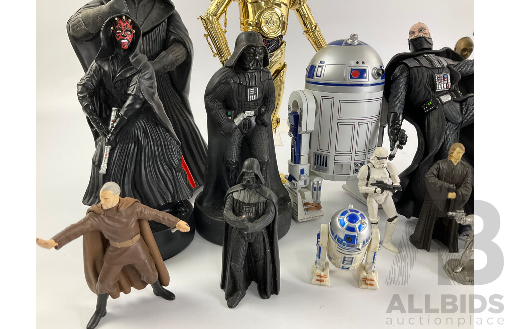 Collection of Star Wars Figures and Lightsaber Including Pewter Han Solo