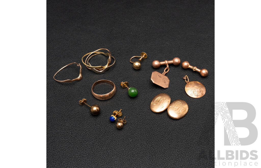 Scrap Gold, Mixed 9/15ct Vintage & Antique Pieces, 16.24 Grams