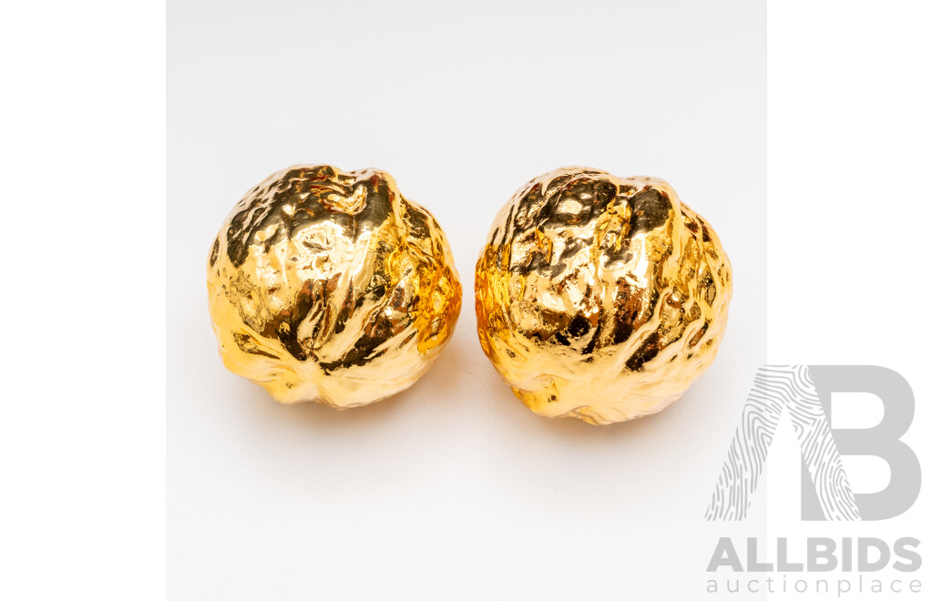 RISIS Natural Walnuts Plated in 999 Gold for Palm Exercises - Lot of 2