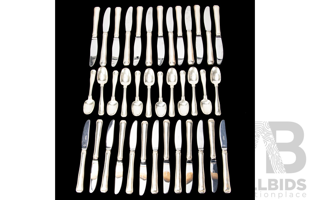 Georg Jensen Old Danish Sterling Silver Thirty Six Piece Cutlery Set, Made in Denmark