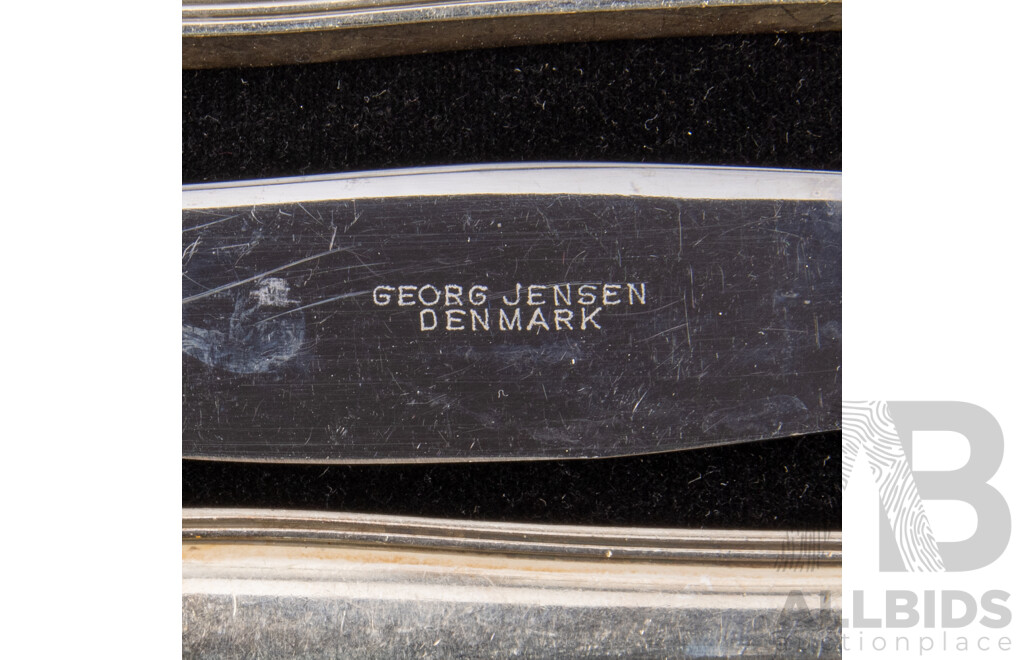 Georg Jensen Old Danish Sterling Silver Thirty Six Piece Cutlery Set, Made in Denmark