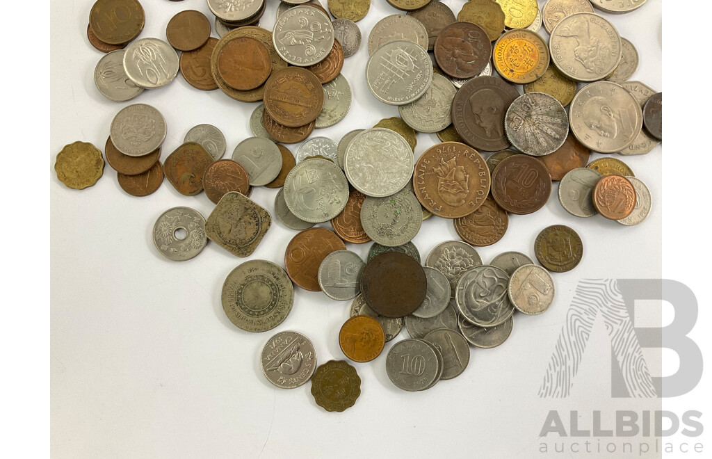 Collection of Antique and Vintage International Coins Including France, Malaysia, Hong Kong, Croatia, Borneo, New Caledonia, Germany, India, New Zealand - Approximately 860 Grams