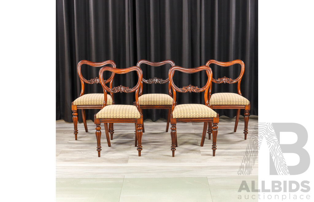 Set of Five Victorian Rosewood Dining Chairs