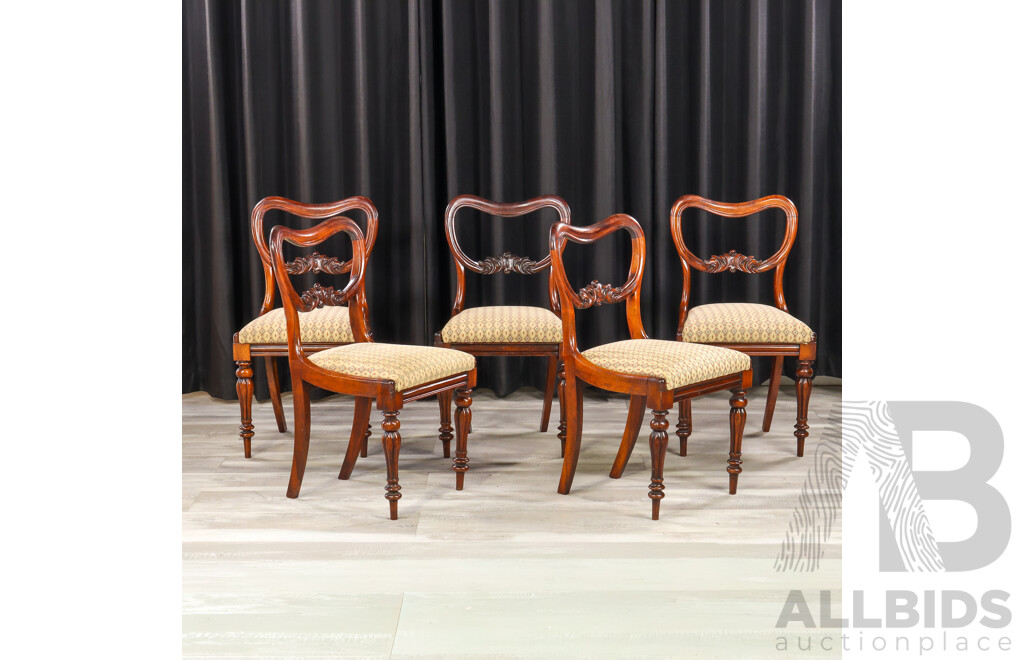 Set of Five Victorian Rosewood Dining Chairs